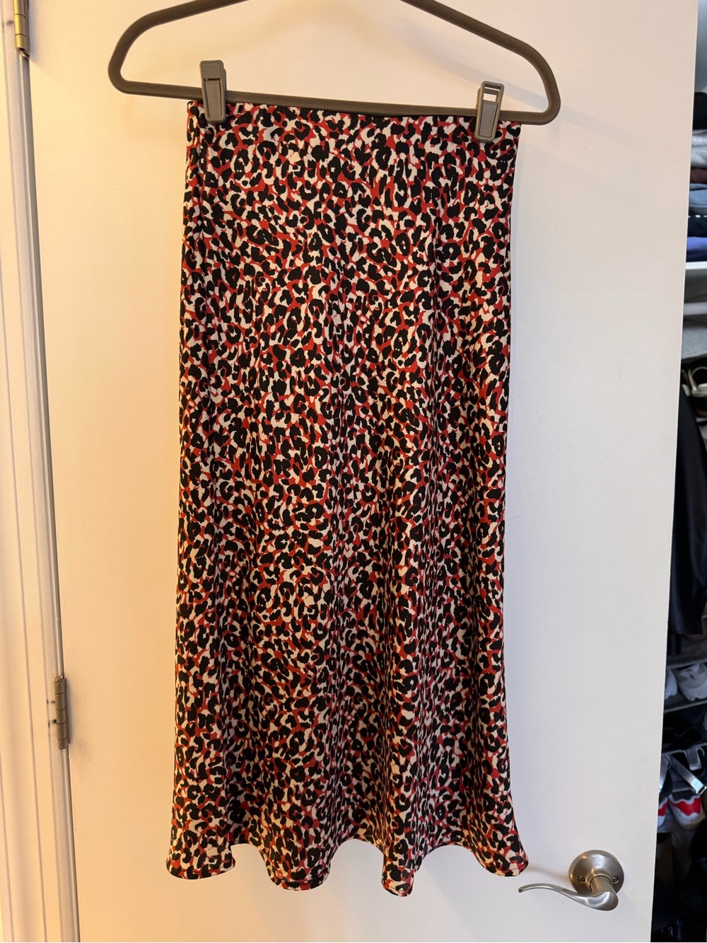 Sanctuary Leopard Print Satin Midi Slip Skirt
